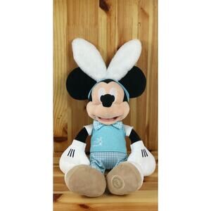 MICKEY MOUSE Easter Bunny Plush Doll 19" Blue Disney Store Stuffed Animal